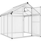 Outsunny 6 x 6ft Polycarbonate Greenhouse with Rain Gutters, Large Walk-In Green House with Window, 