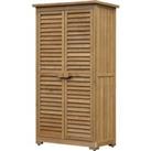 Outsunny Wooden Garden Storage Shed, Compact Utility Sentry Unit, 3-Tier Shelves Tool Cabinet Organi