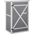 Outsunny Wooden Garden Storage Shed Fir Wood Tool Cabinet Organiser with Shelves 75L x 56W x115Hcm G