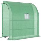 Outsunny Lean to Greenhouses with Windows and Doors 2 Tiers 4 Wired Shelves 200L x 100W x 215Hcm Gre