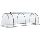 Outsunny Tunnel Greenhouse Green Grow House for Garden Outdoor, Steel Frame, PVC Cover, Transparent,