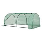 Outsunny Tunnel Greenhouse, Steel Frame Outdoor Grow House with PE Cover, Roll-up Door, Green, 200x1