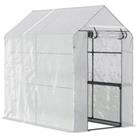 Outsunny Walk in Garden Greenhouse with Shelves Polytunnel Steeple Grow House 186L x 120W 190Hcm Whi