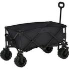 Outsunny Folding Outdoor Utility Wagon, Garden Trolley Cart with Wheels & Handle for Camping, Be