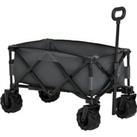 Outsunny Folding Garden Cart with Pull-Along Handle, Anti-Slip Wheels, Ideal for Beach & Outdoor