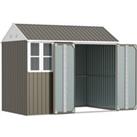 Outsunny 8 x 6 ft Galvanised Garden Shed, Outsoor Metal Storage Shed with Double Doors Window Air Ve