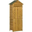 Outsunny Wooden Garden Storage Shed Utility Gardener Cabinet w/ 3 Shelves and 2 Door, 191.5cm x 79cm