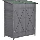 Outsunny Wooden Garden Storage Shed Lockable Tool Cabinet Organizer w/ Storage Table, Double Door, 1
