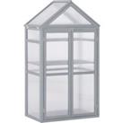 Outsunny 3-Tier Wooden Cold Frame Greenhouse Garden Polycarbonate Grow House w/ Adjustable Shelves, Double Doors, 80 x 47 x 138cm, Grey