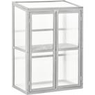Outsunny Wooden Cold Frame Greenhouse Garden Polycarbonate Grow House w/ Adjustable Shelf, Double Do