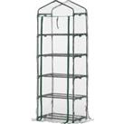 Outsunny 5 Tier Portable Greenhouse, Outdoor Flower Stand with PVC Cover, Metal Frame, Transparent, 