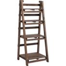 Outsunny 4-Tier Wooden Plant Shelf Foldable Plant Pots Holder Stand Indoor Outdoor 45L x 35W x 108H 