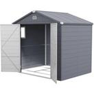 Outsunny 8 x 6ft Garden Shed with Foundation Kit, Polypropylene Outdoor Storage Tool House with Vent