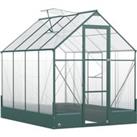 Outsunny Garden Walk-in Aluminium Greenhouse Polycarbonate with Plant Bed ,Temperature Controlled Wi