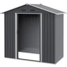 Outsunny 6.5x3.5ft Metal Garden Storage Shed for Outdoor Tool Storage with Double Sliding Doors and 