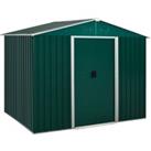 Outsunny 8 x 6 ft Metal Garden Storage Shed Corrugated Steel Roofed Tool Box with Ventilation and Sl