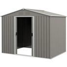 Outsunny 8 x 6ft Outdoor Garden Storage Shed, Metal Tool House with Ventilation and Sliding Doors, L