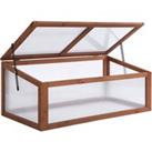 Outsunny Wooden Framed Polycarbonate Cold Frame Greenhouse for Plants Outdoor with Openable & Ti
