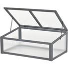 Outsunny Cold Frame Greenhouse, Wooden Frame with Polycarbonate Board, Openable & Tilted Top, 10