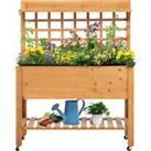 Outsunny Wooden Planter Raised Elevated Garden Bed Planter Flower Herb Boxes for Vegetables with 2 S