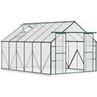 Outsunny Aluminium Greenhouse Polycarbonate Walk-in Garden Greenhouse Kit with Adjustable Roof Vent,