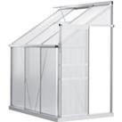 Outsunny Walk-In Greenhouse Lean to Wall Polycarbonate Garden Greenhouse with Adjustable Roof Vent, 