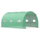 Outsunny Walk-In Polytunnel Greenhouse, Outdoor Garden Greenhouse with PE Cover, Zippered Roll Up Do