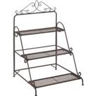 Outsunny 3 Tier Stair Style Metal Plant Stand, Flower Pot Holder Display Shelf, Storage Organizer Ra