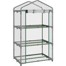 Outsunny 3 Tier Mini Greenhouse Portable Garden Grow House with Roll Up Door and Wire Shelves, 69L x