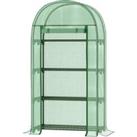 Outsunny Compact Mini Greenhouse Outdoor with Storage Shelf and Roll-Up Zippered Door, 80x49x160cm -