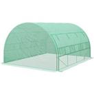 Outsunny Polytunnel Greenhouse Walk-in Grow House Tent with Roll-up Sidewalls, Zipped Door and 8 Win