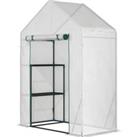 Outsunny Greenhouse for Outdoor, Portable Gardening Plant Grow House with 2 Tier Shelf, Roll-Up Zipp