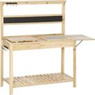 Outsunny Potting Bench Table, Garden Work Bench, Workstation with Metal Sieve Screen, Chalkboard, Hi