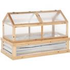 Outsunny Raised Garden Bed with Greenhouse Top, Garden Wooden Cold Frame Greenhouse Flower Planter P