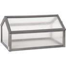 Outsunny Wooden Cold Frame Greenhouse Garden Polycarbonate Grow House with Openable Top for Flowers,