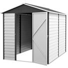 Outsunny 9x 6FT Metal Outdoor Garden Shed, Galvanised Tool Storage Shed w/ Sloped Roof, Lockable Doo
