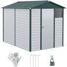 Outsunny 9FT x 6FT Galvanized Metal Garden Shed, Outdoor Storage Shed with Sloped Roof, Lockable Doo