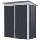 Outsunny Metal Garden Shed, Outdoor Lean-to Shed for Tool Motor Bike, with Adjustable Shelf, Lock, G