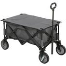 Outsunny Garden Trolley, Cargo Traile on Wheels, Folding Collapsible Camping Trolley, Outdoor Utilit