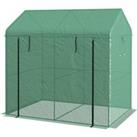 Outsunny Greenhouse, Walk-in Garden Grow House with Roll-up Door and Mesh Windows, 200 x 140 x 200cm