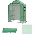 Outsunny Greenhouse Cover Replacement Walk-in PE Hot House Cover with Roll-up Door and Windows, 140 