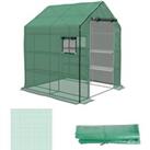Outsunny Greenhouse Cover Replacement Walk-in PE Hot House Cover with Roll-up Door and Windows, 140 