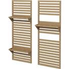 Outsunny Wall Mounted Plant Stands Set of 2, Fir Wood Flower Stand with Shelves and Slatted Trellis 