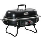 Outsunny Foldable Gas BBQ Grill 2 Burner Table Top Barbecue w/ Lid Piezo Ignition Thermometer for Ca
