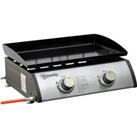 Outsunny Gas Plancha Barbecue Grill 6kW Portable Tabletop Gas BBQ w/ 2 Burners, Non-stick Hotplate, Drain Hole and Grease Collection Box