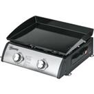 Outsunny Portable Tabletop Gas Plancha Grill w/ 2 Stainless Steel Burner, 10kW, Non-Stick Griddle fo
