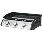 Outsunny 3 Burner Gas Plancha BBQ Grill with Lid, Black