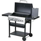 Outsunny Galvanised Steel 4+1 Gas Burner BBQ Grill Trolley, Black