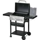 Outsunny Galvanised Steel 3+1 Gas Burner BBQ Grill Trolley, Black