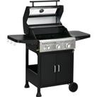Outsunny 9 kW 3 Burner Gas BBQ Grill with See-through Lid, Black